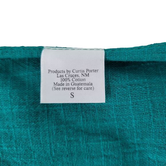 New Guatemalan Embroidered Woven Folk Art Blouse Turquoise Small Craftcore - Picture 7 of 9